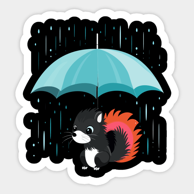 Skunk Rainy Day With Umbrella Sticker by JH Mart